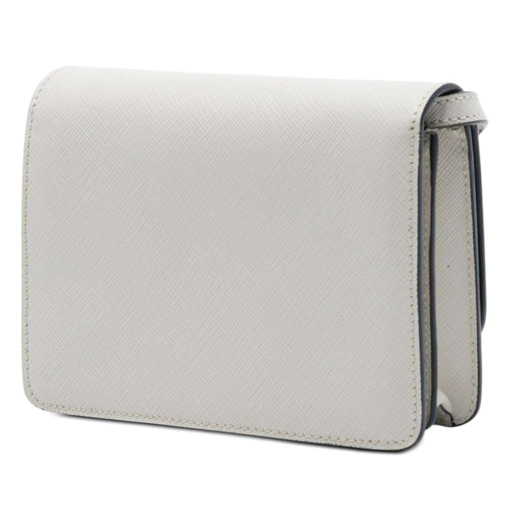 Prada Saffiano Wallet on Strap White Leather Very good - Back View
