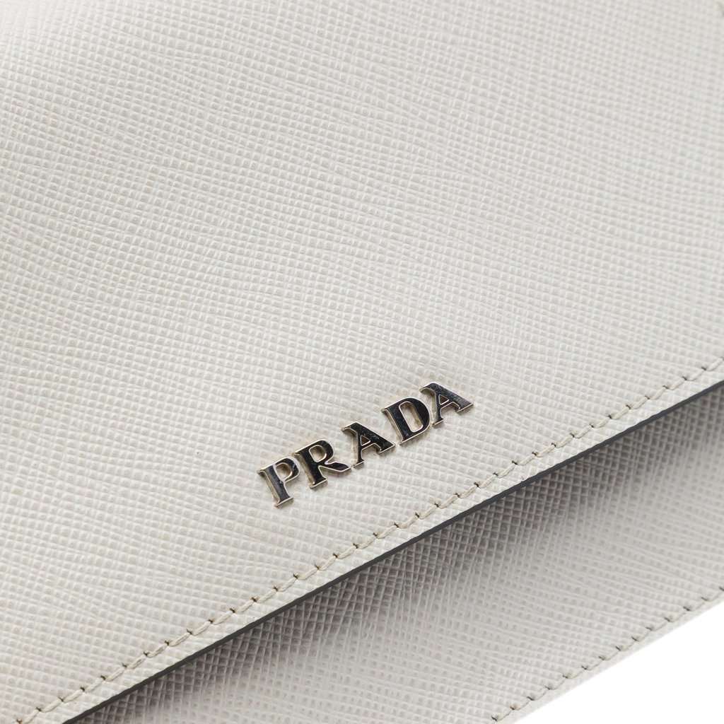Prada Saffiano Wallet on Strap White Leather Very good - Box View