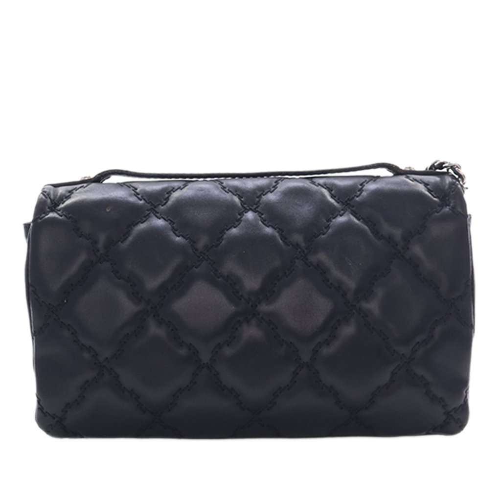 Chanel Mini Lambskin Double Stitch Hamptons Flap Black Leather Very good condition - Back View