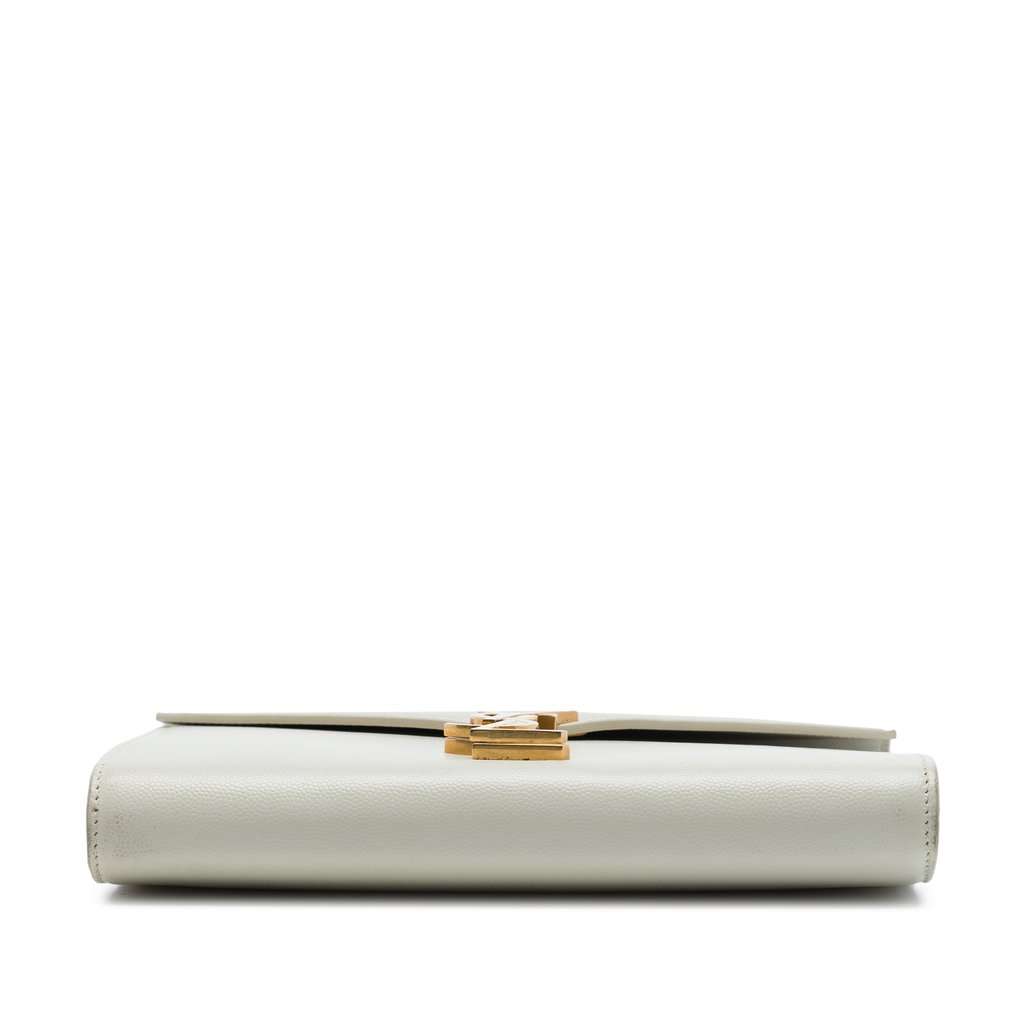 Saint Laurent Grain De Poudre Monogram Cassandra Chain Wallet White Leather Very good condition - Inside View