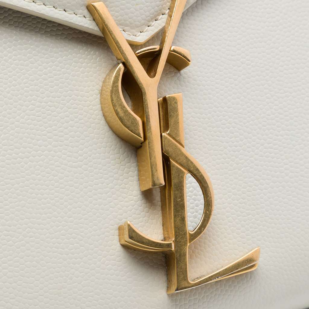 Saint Laurent Grain De Poudre Monogram Cassandra Chain Wallet White Leather Very good condition - Box View