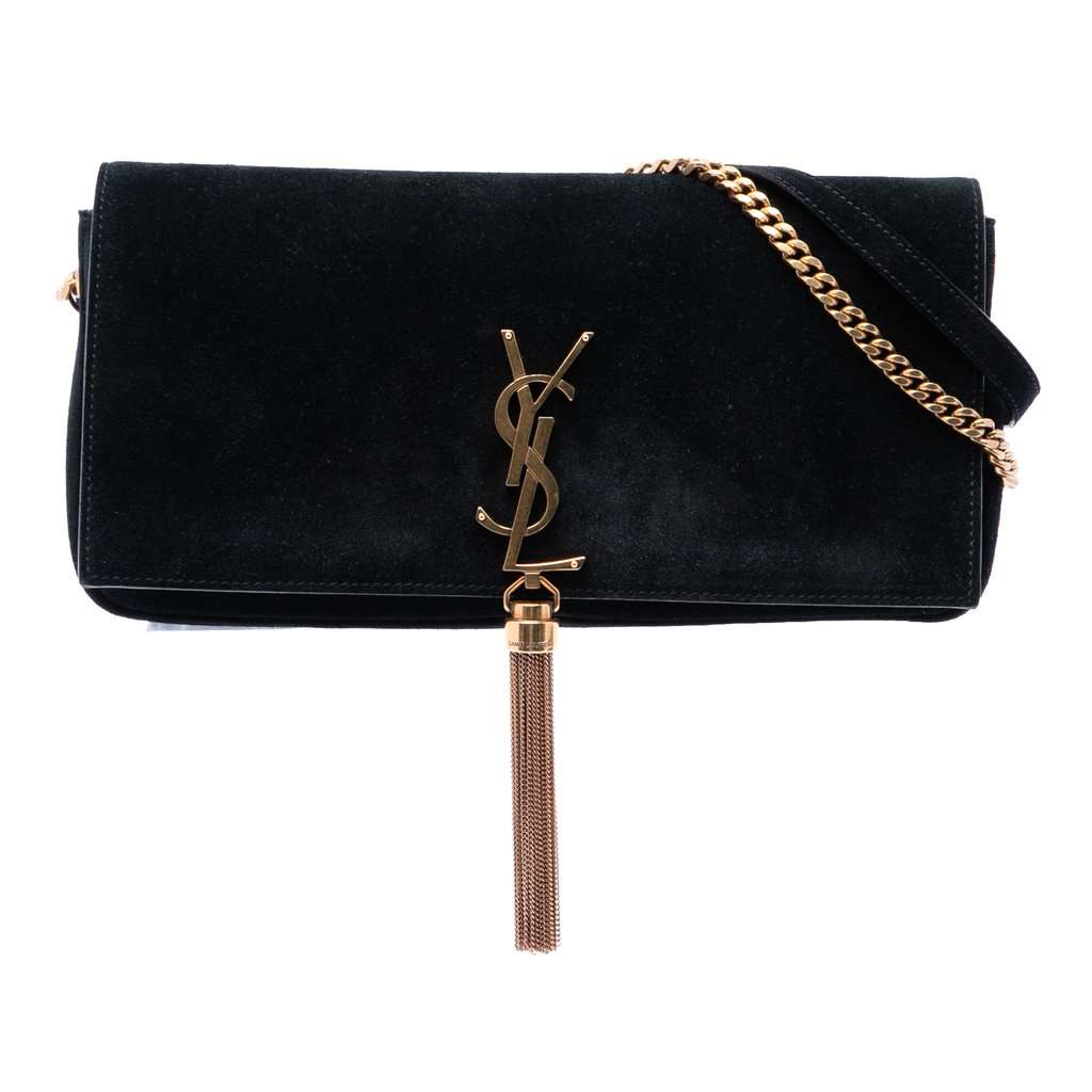 Saint Laurent Suede Monogram Kate 99 Tassel Bag Black Leather Very good - Front View