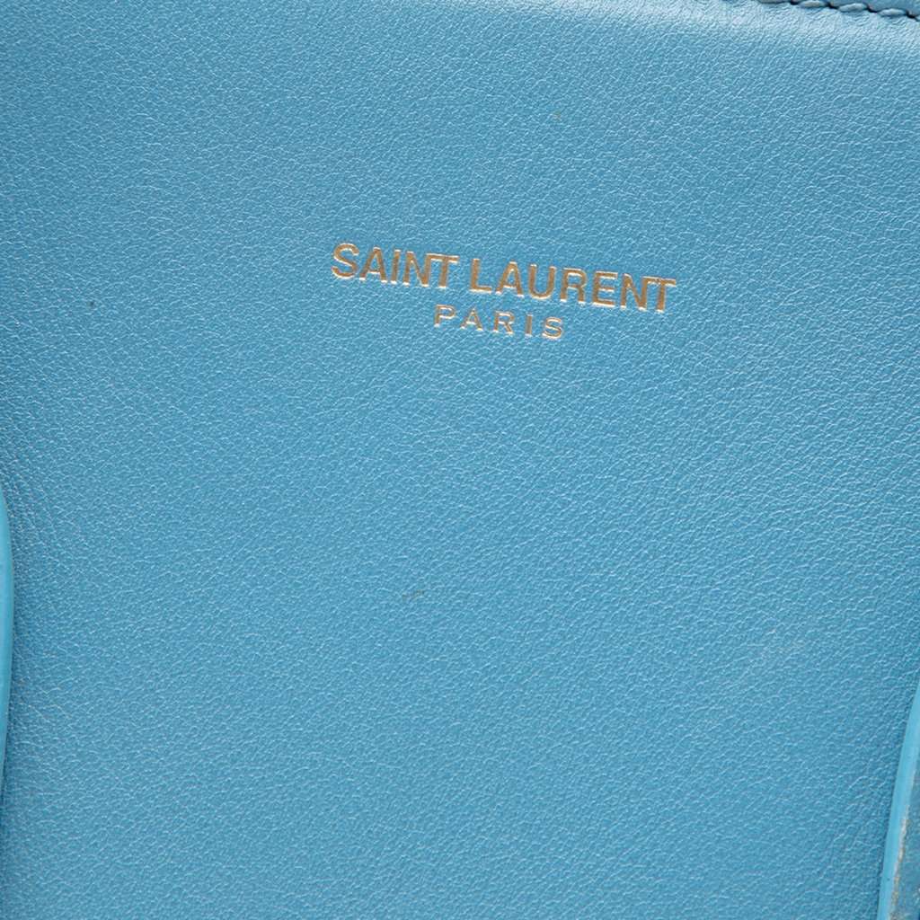 Saint Laurent Small Leather Sac De Jour Satchel Blue Leather Very good condition - Box View