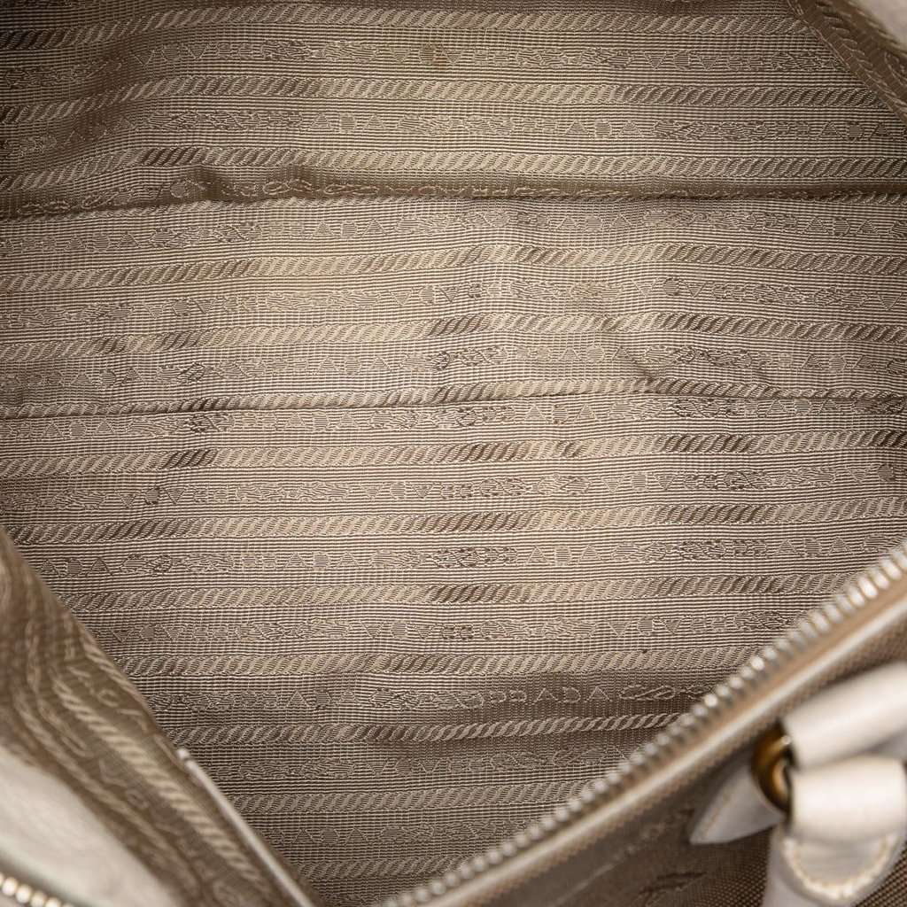 Prada Vitello Daino Trimmed Canvas Canapa Logo Satchel Brown Good condition - Model View