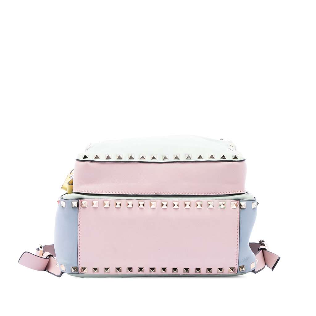 Valentino Medium Calfskin Watercolor Rockstud Backpack Green Leather Very good condition - Inside View