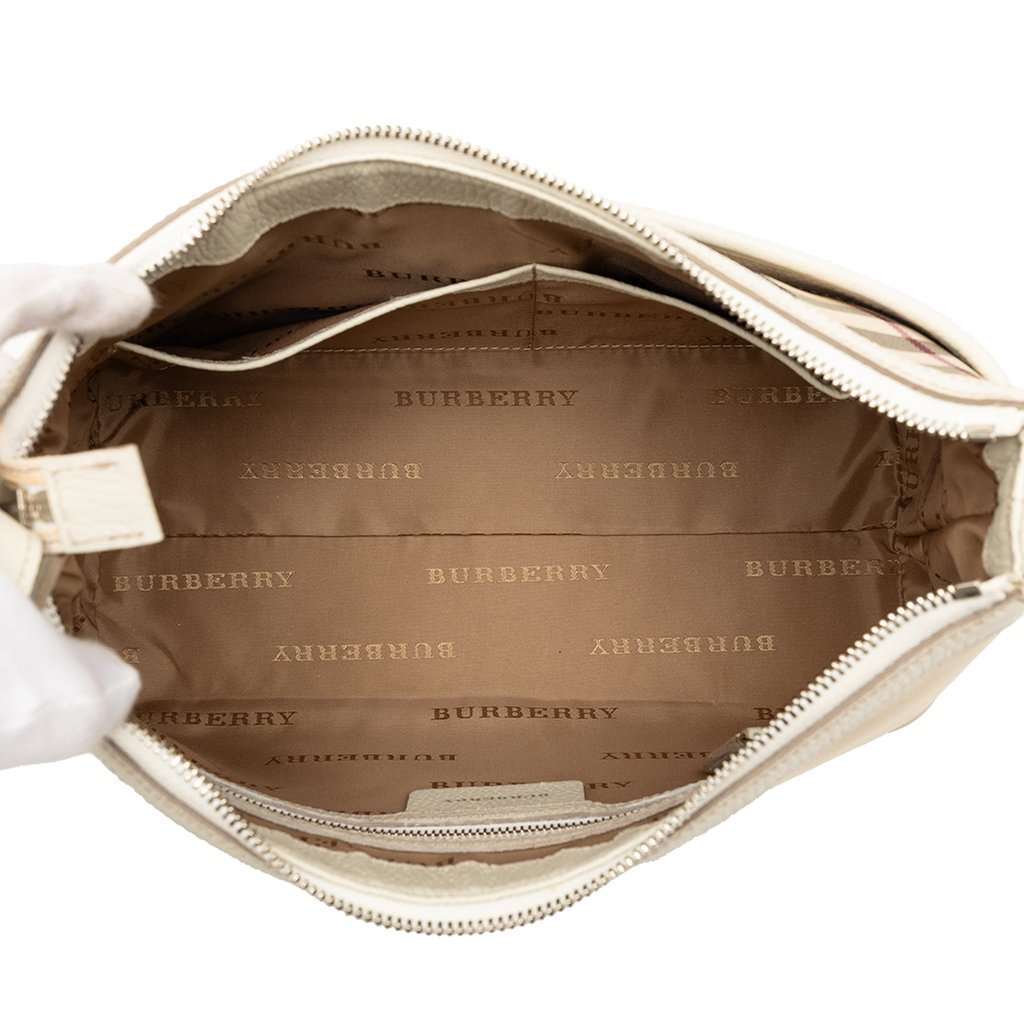 Burberry Nova Check Trimmed Canvas Shoulder Bag Beige Very good condition - Model View