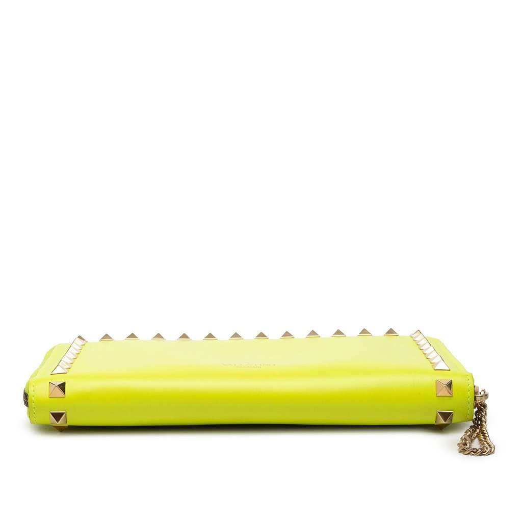 Valentino Leather Rockstud Zip Around Wallet Yellow Leather Very good condition - Inside View