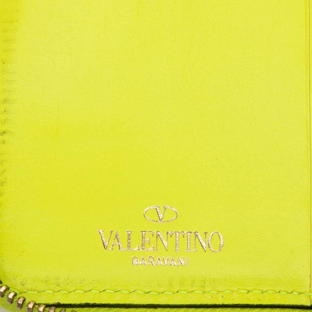 Valentino Leather Rockstud Zip Around Wallet Yellow Leather Very good condition - Box View