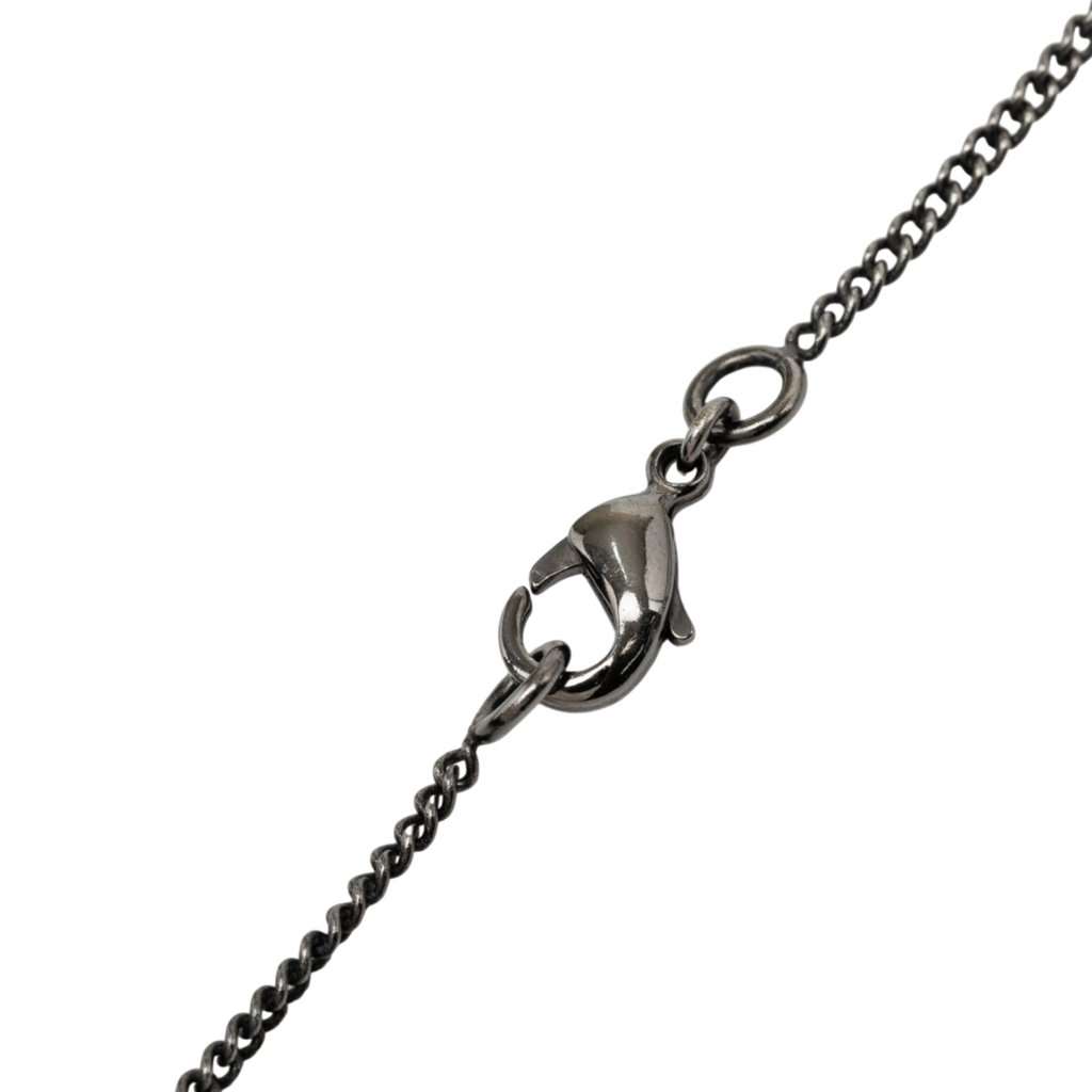 Chanel CC Ruthenium Plated Pendant Necklace Black Metal Very good - Model View