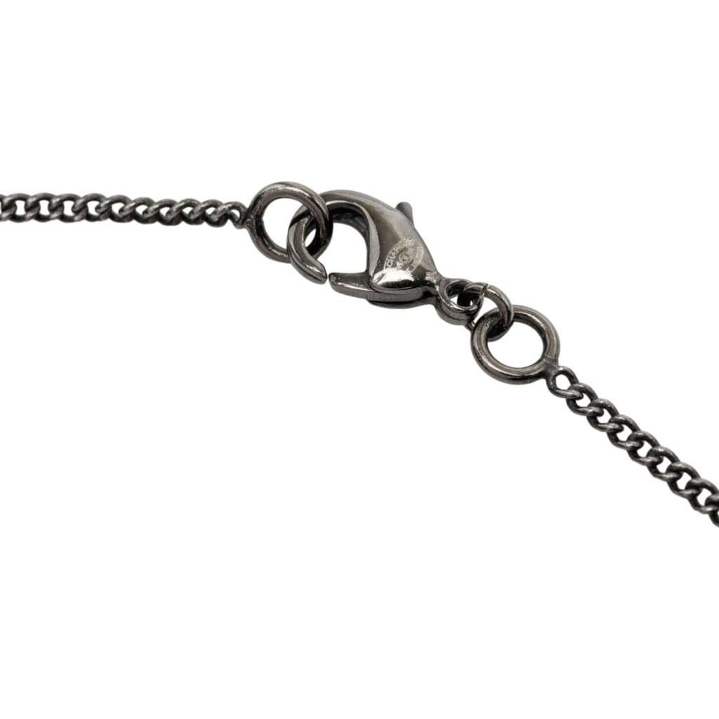 Chanel CC Ruthenium Plated Pendant Necklace Black Metal Very good - Box View