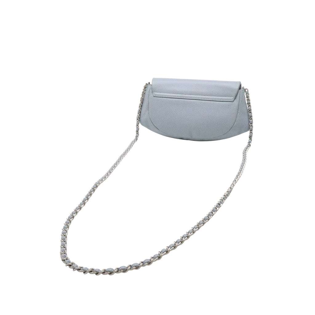 Chanel CC Caviar Half Moon Wallet on Chain Blue Leather Very good condition - Back View