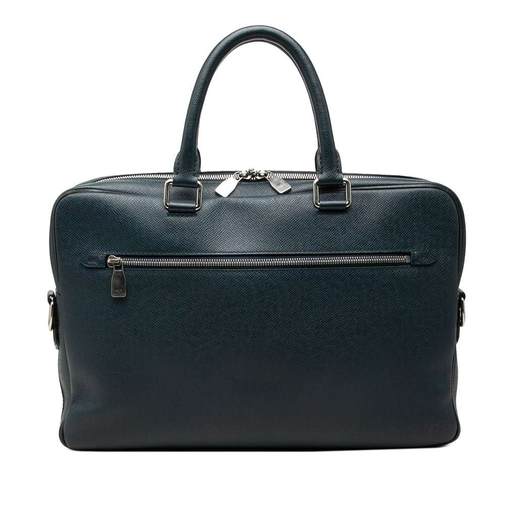 Louis Vuitton Taiga Porte Documents Business MM Blue Leather Very good - Front View