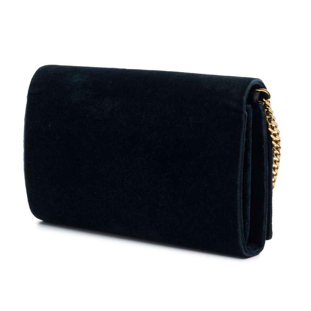 Saint Laurent Suede Monogram Kate Chain Wallet Green Leather Very good - Back View