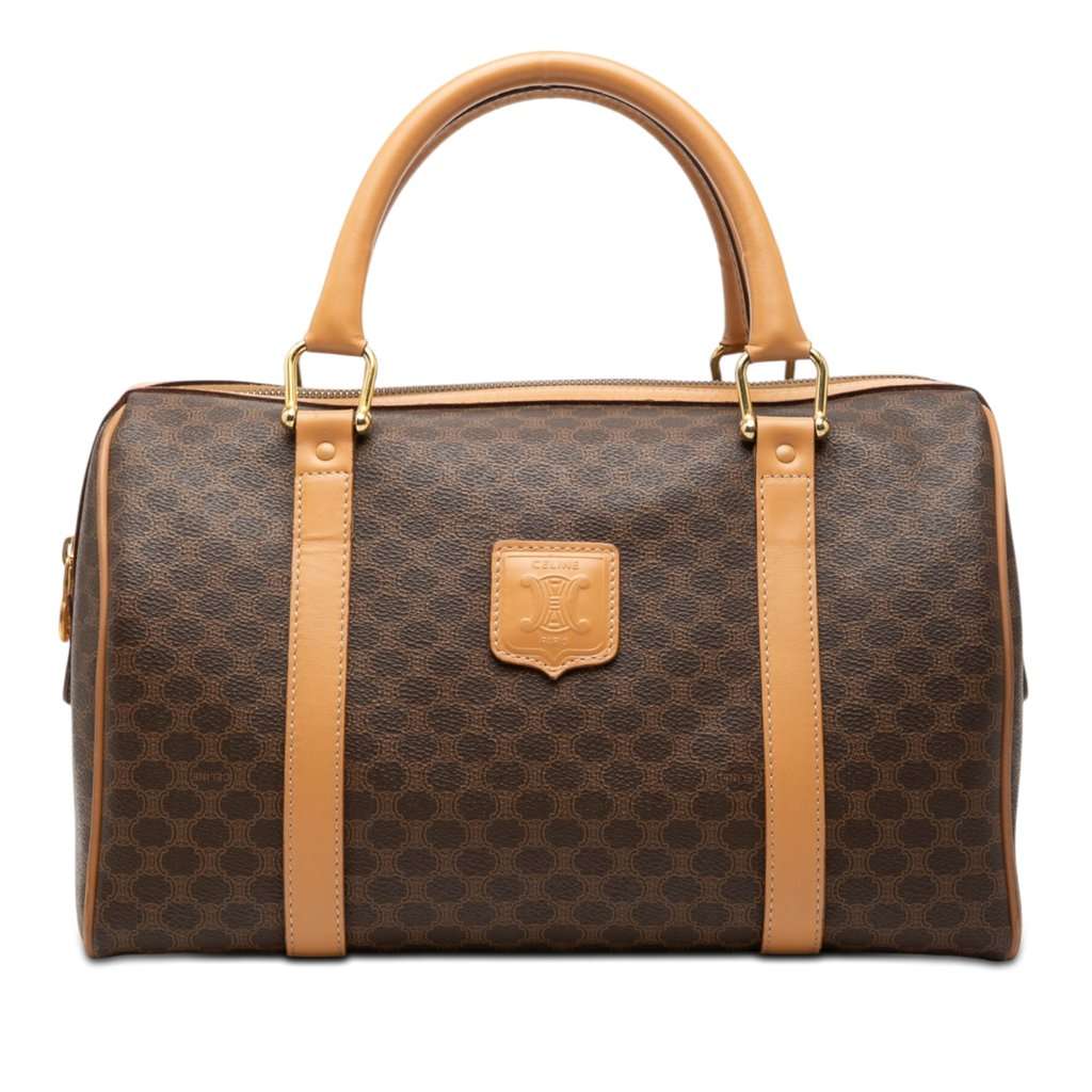 Celine Macadam Coated Canvas Boston Bag Brown Very good condition - Front View
