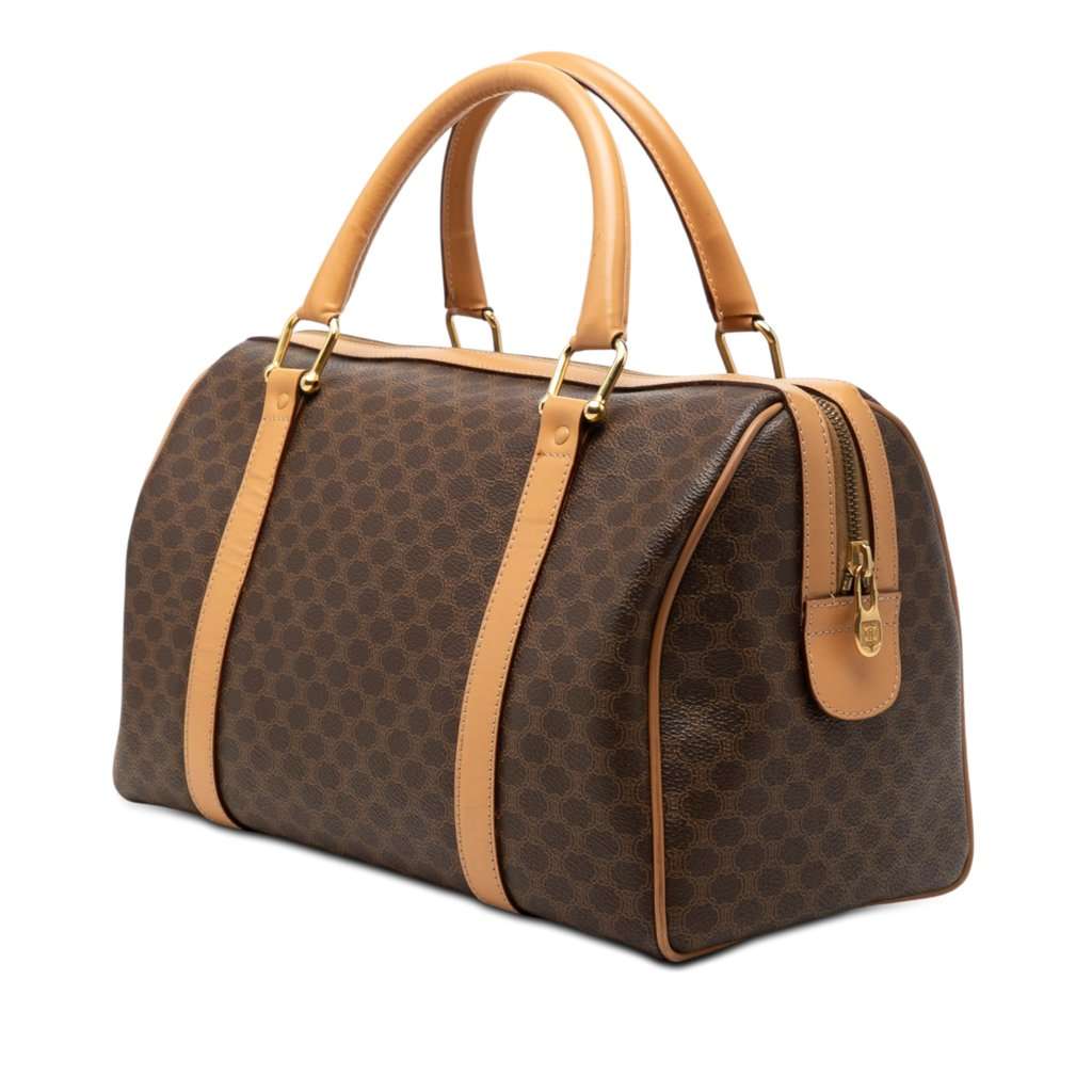Celine Macadam Coated Canvas Boston Bag Brown Very good condition - Back View