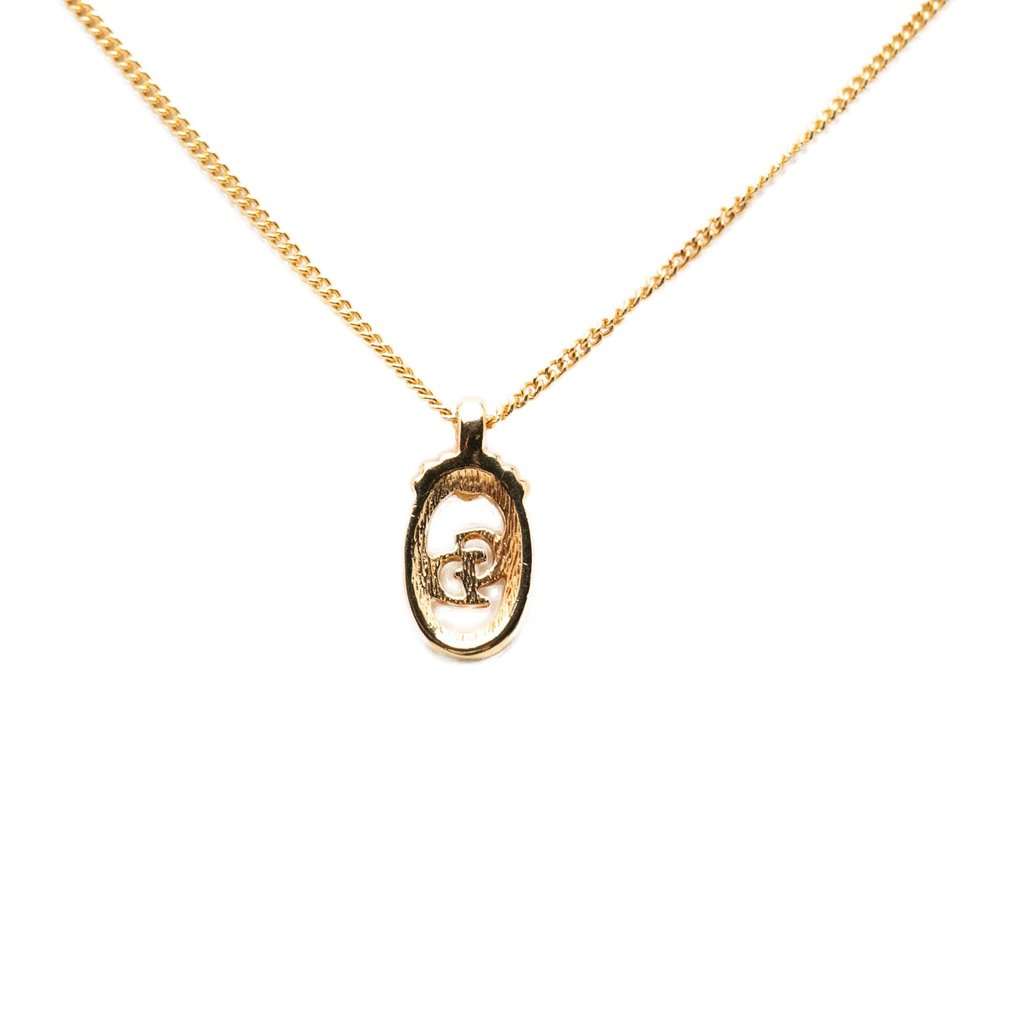 Dior Gold Plated CD Logo Oval Pendant Necklace Gold Metal Very good condition - Back View