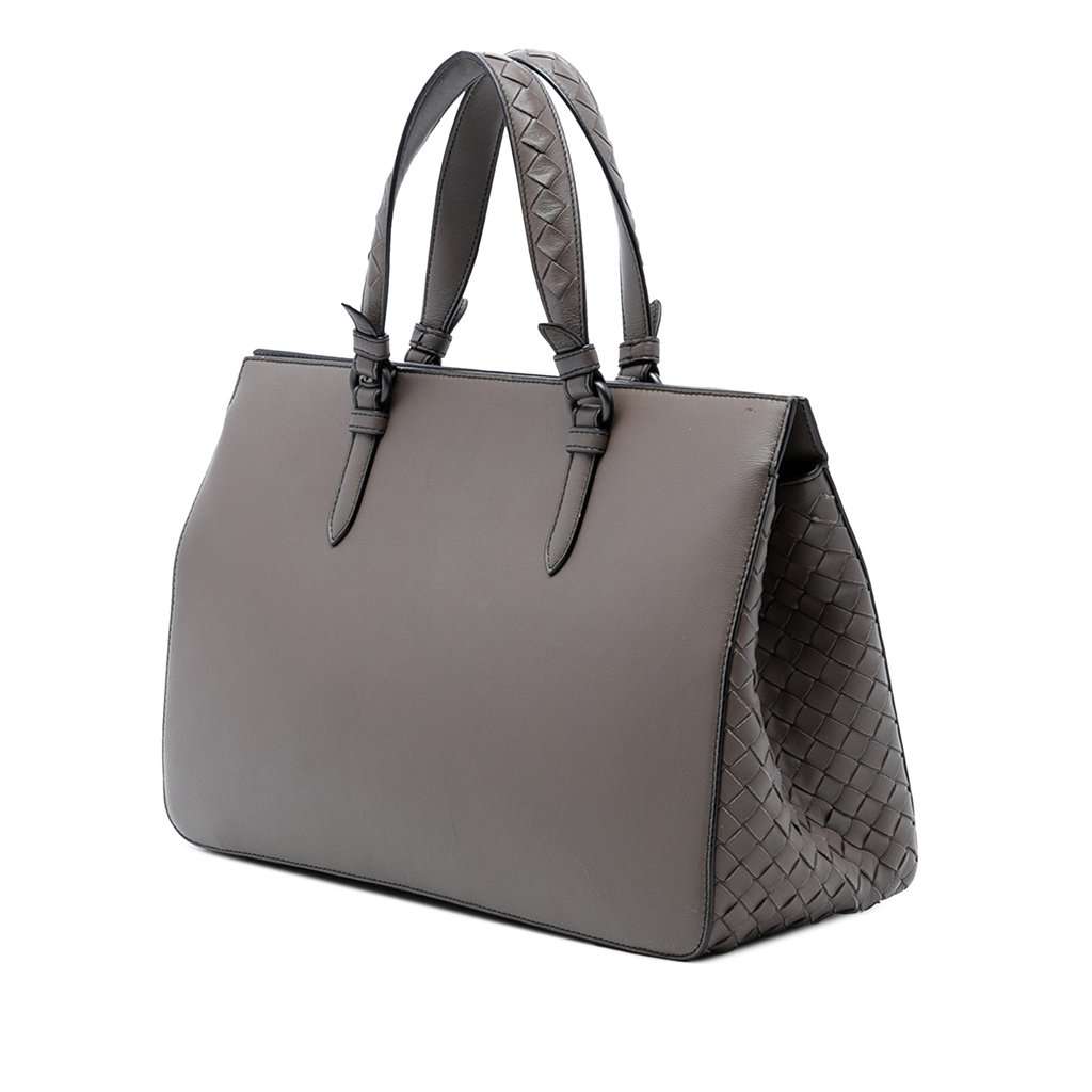 Bottega Veneta Intrecciato Trimmed Leather Ellittica Tote Brown Leather Very good condition - Back View