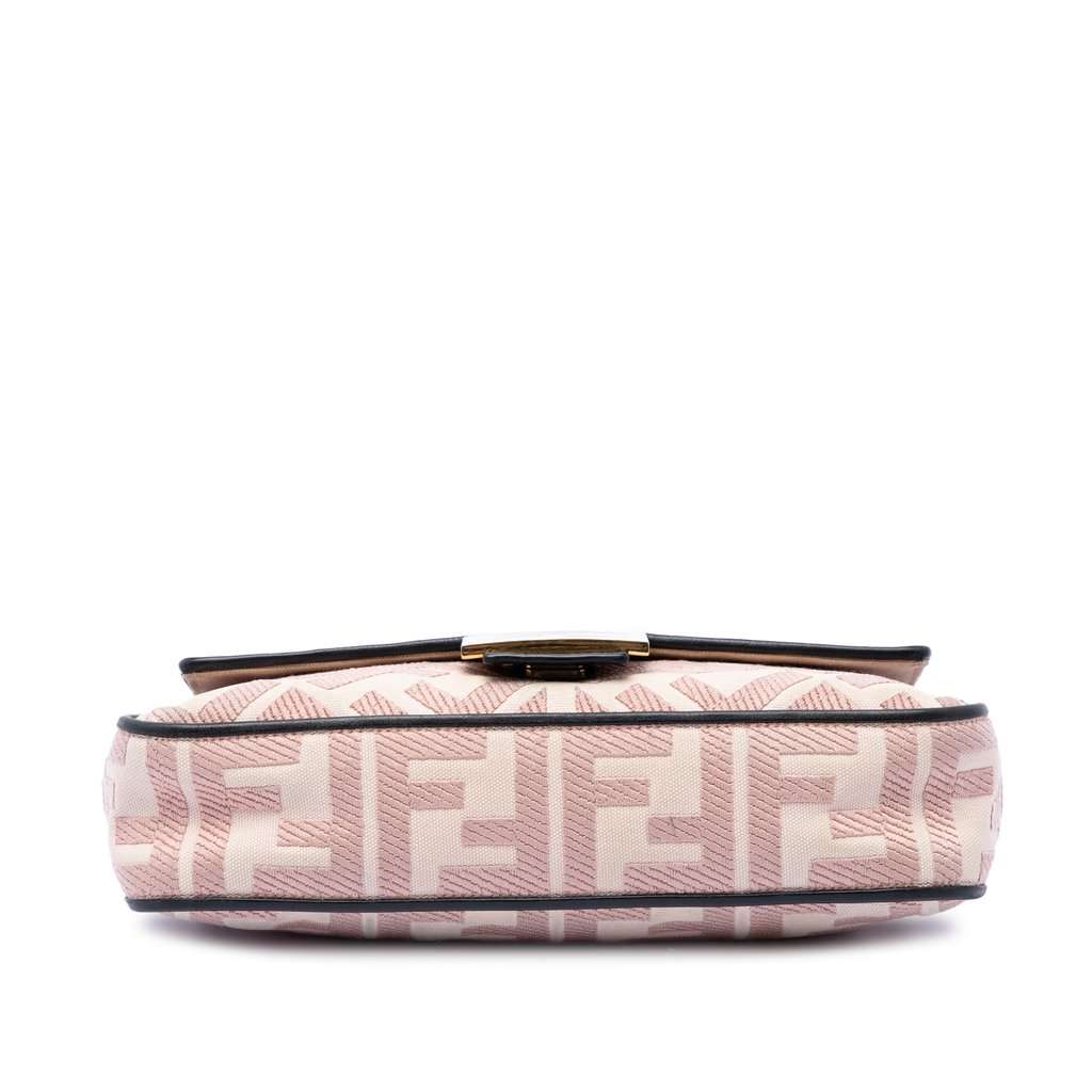 Fendi Zucca Embroidered Canvas Baguette Satchel Pink Very good condition - Inside View