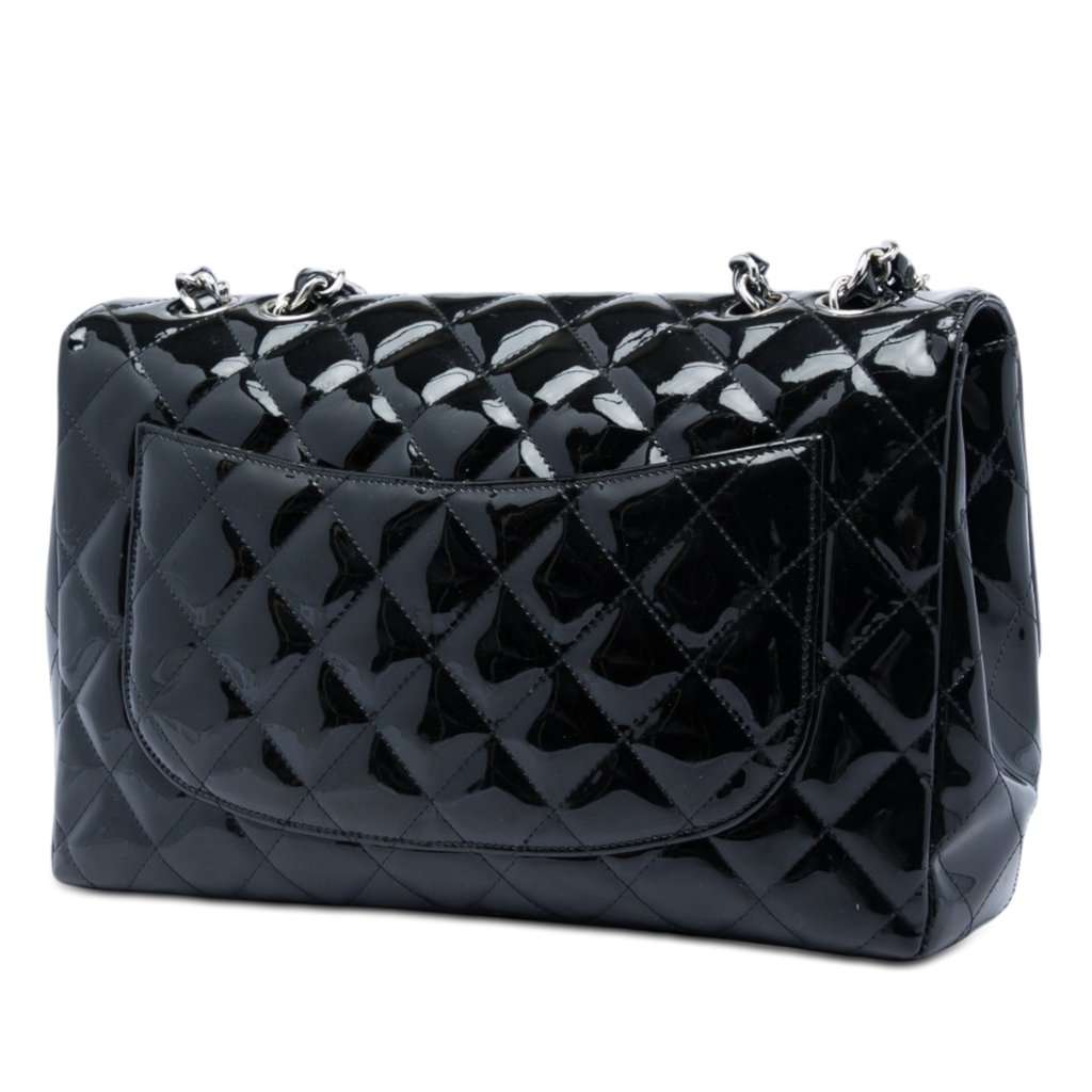 Chanel Jumbo Classic Patent Single Flap Black Leather Very good - Back View