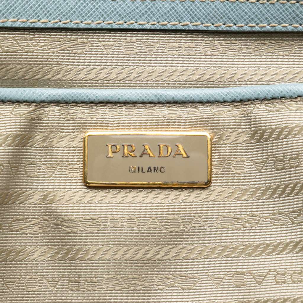 Prada Large Saffiano Lux Galleria Satchel Blue Leather Very good condition - Box View