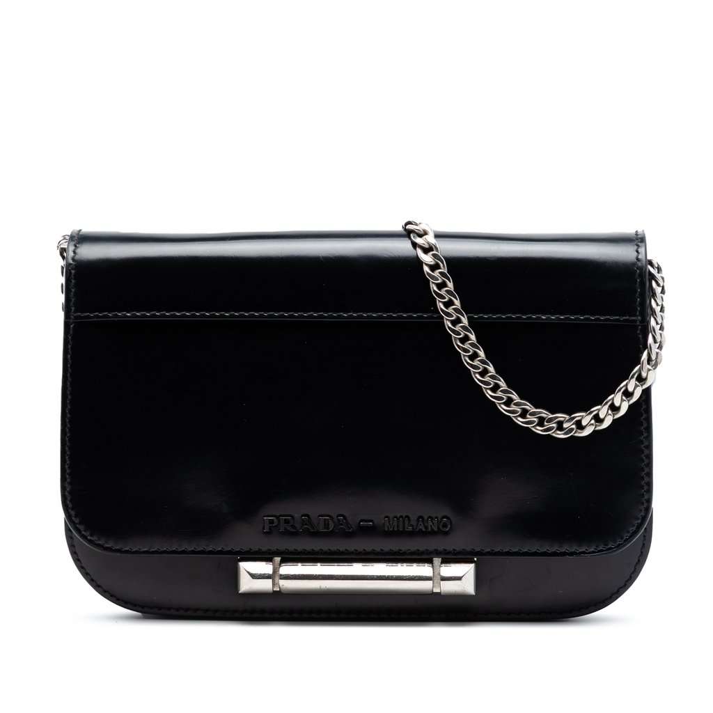 Prada Spazzolato Leather Sybille Flap Crossbody Black Leather Very good condition - Front View