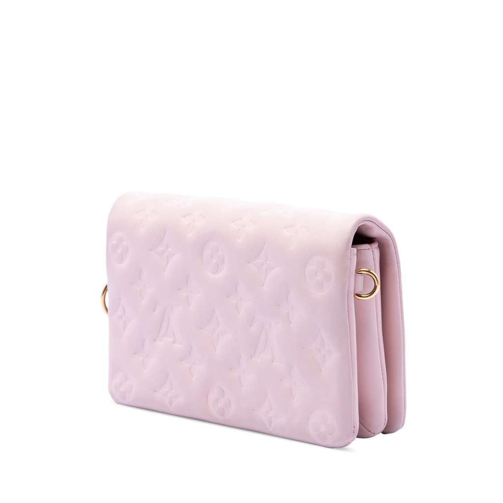 Louis Vuitton Monogram Embossed Lambskin Pochette Coussin Pink Leather Very good - Back View
