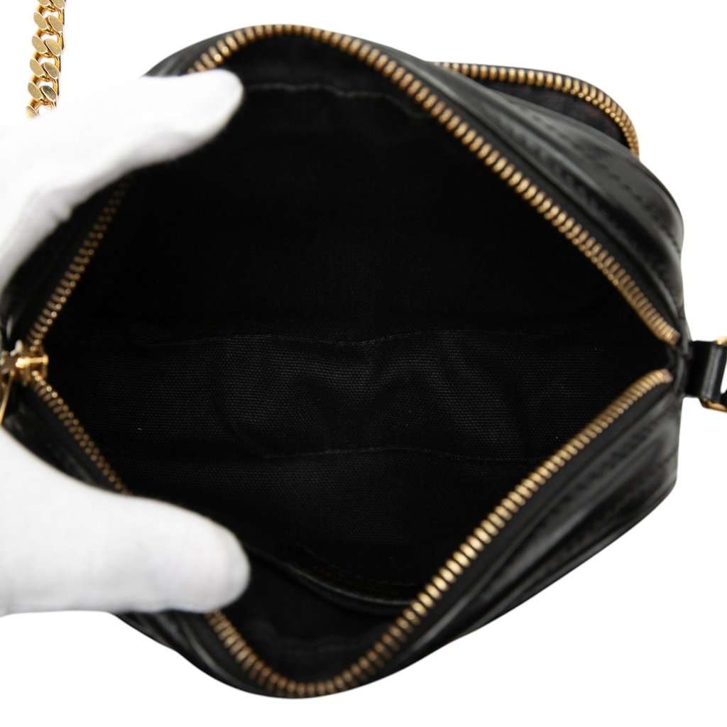 Burberry Embossed Calfskin TB Monogram Camera Chain Crossbody Black Leather Very good - Model View