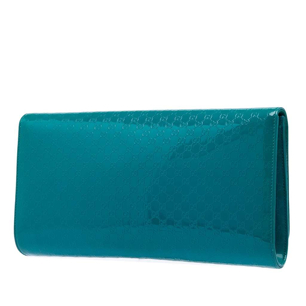 Gucci Microguccissima Patent Broadway Clutch Blue Leather Very good - Back View