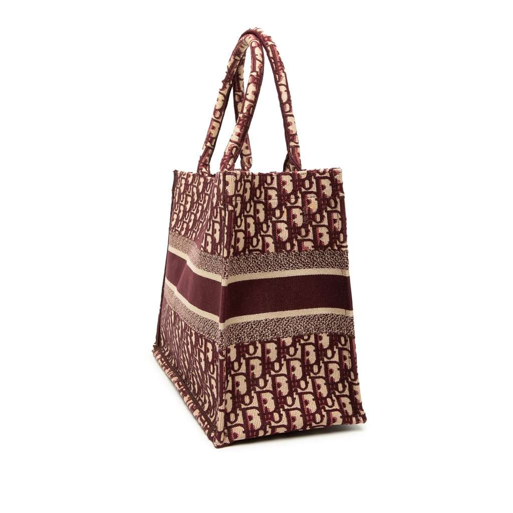Dior Medium Oblique Embroidered Canvas Book Tote Red Very good - Back View