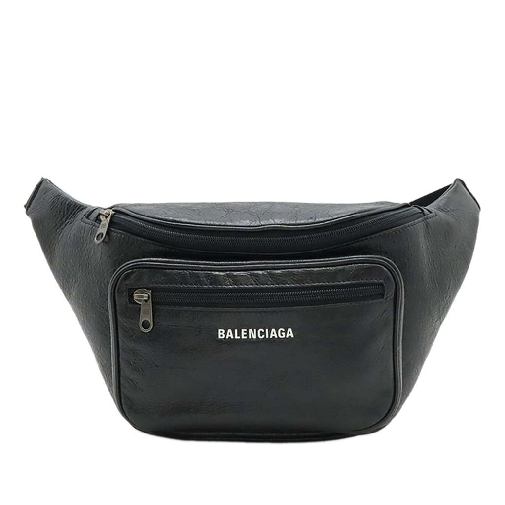 Balenciaga Leather Explorer Belt Bag Black Leather Very good condition - Front View