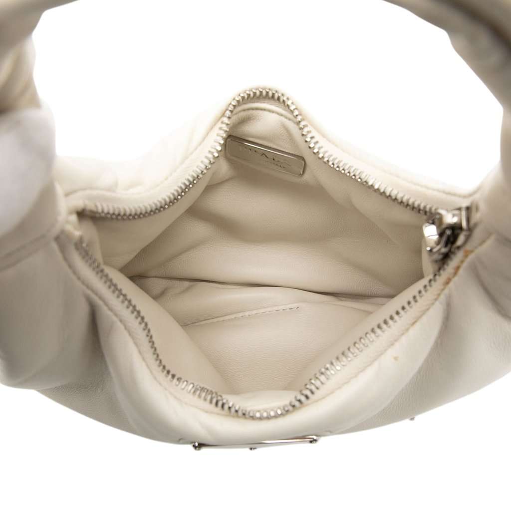 Prada Mini Nappa Soft Padded Bag White Leather Very good - Model View