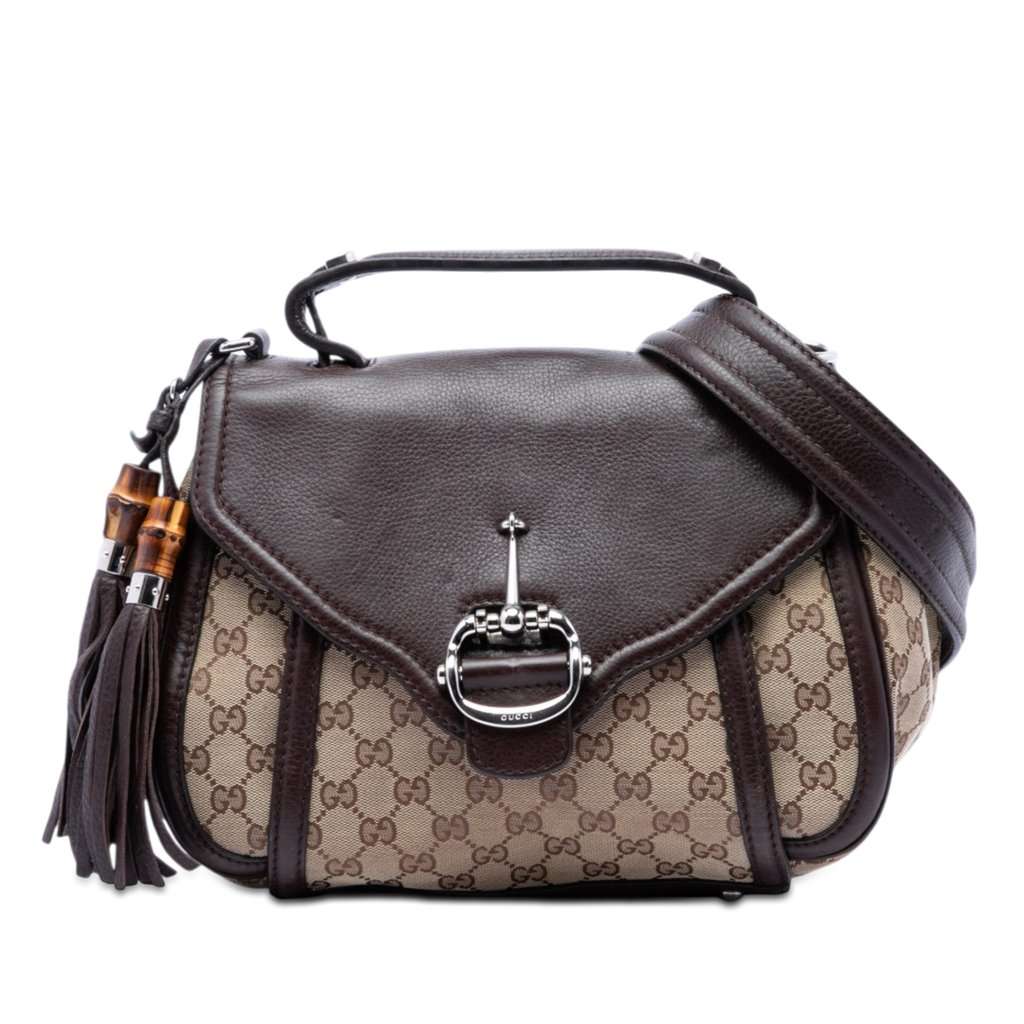 Gucci GG Canvas Techno Horsebit Top Handle Bag Beige Very good condition - Front View