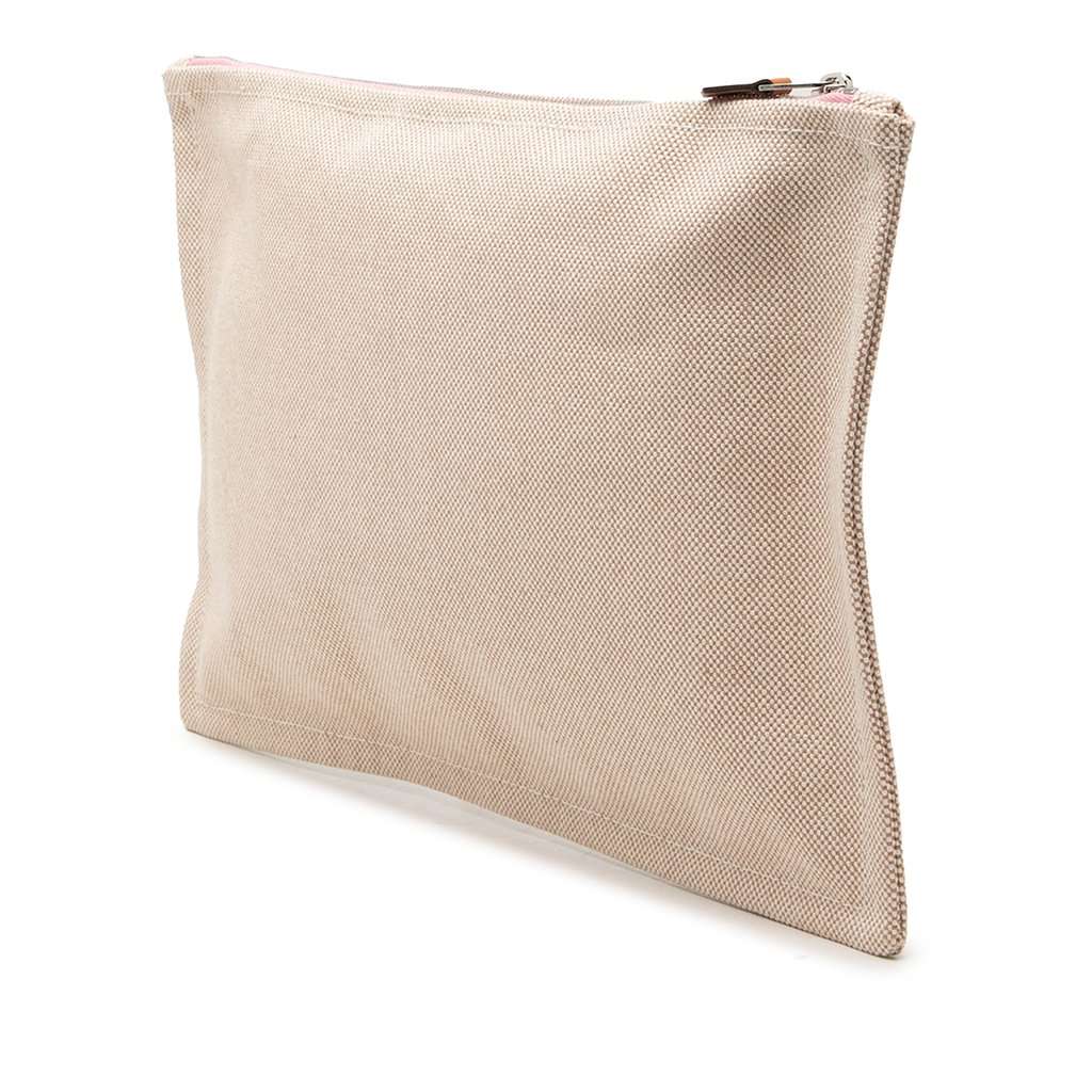 Hermès Large Toile Bain New Yachting Flat Pouch Beige Very good condition - Back View
