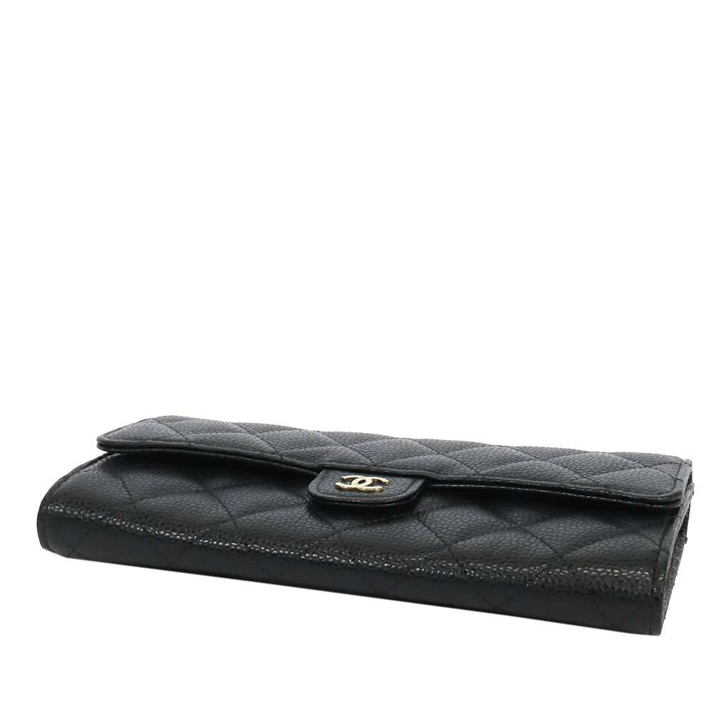 Chanel Classic Caviar Flap Wallet Black Leather Very good condition - Back View