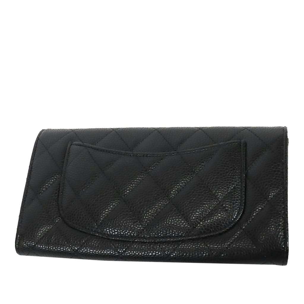 Chanel Classic Caviar Flap Wallet Black Leather Very good condition - Inside View