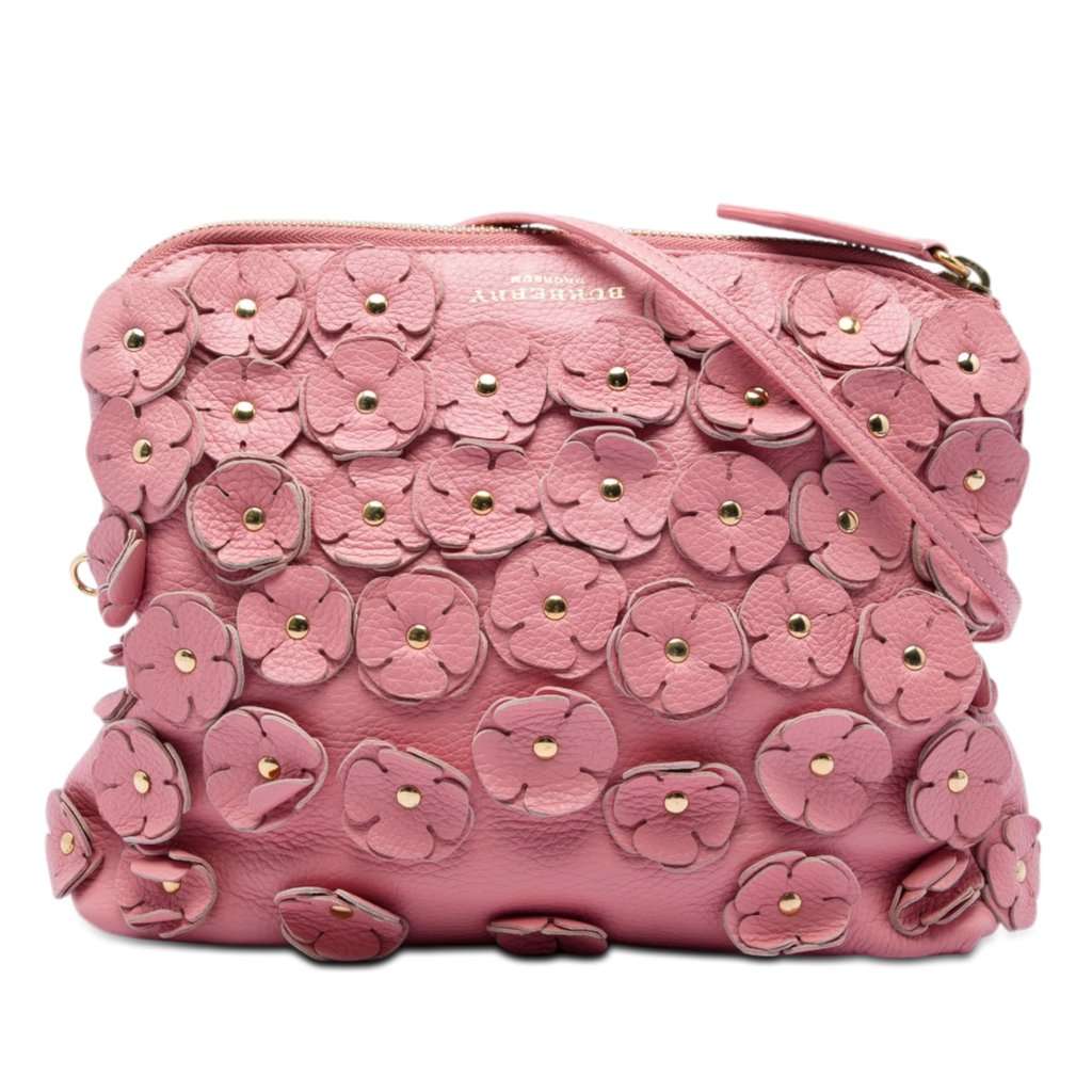Burberry Prorsum Leather The Petal Fold Over Crossbody Pink Leather Good - Front View