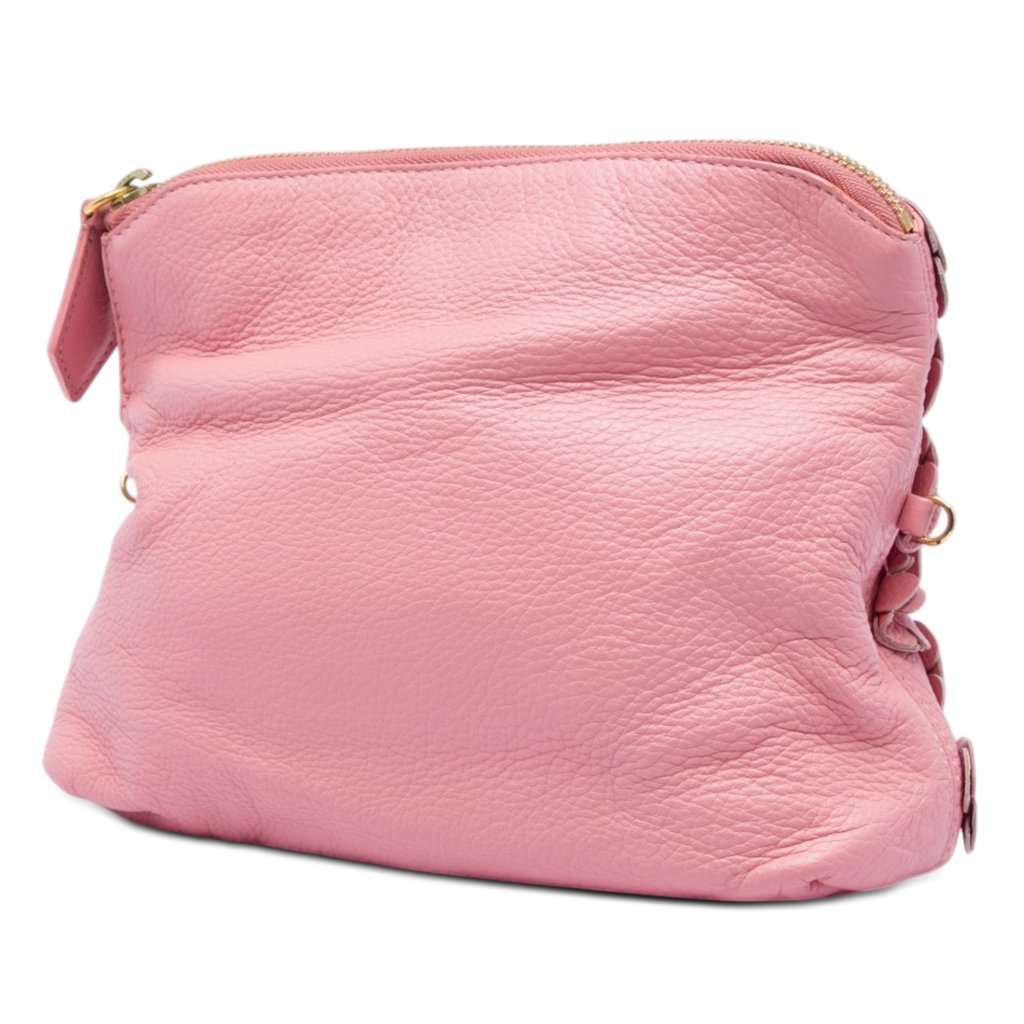 Burberry Prorsum Leather The Petal Fold Over Crossbody Pink Leather Good - Back View