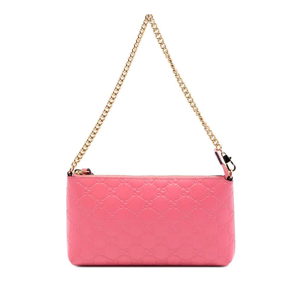 Gucci Guccissima Chain Pochette Pink Leather Never worn, with tag - Front View