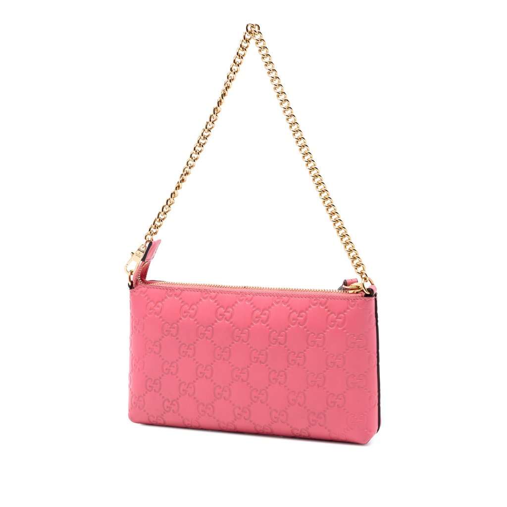 Gucci Guccissima Chain Pochette Pink Leather Never worn, with tag - Back View