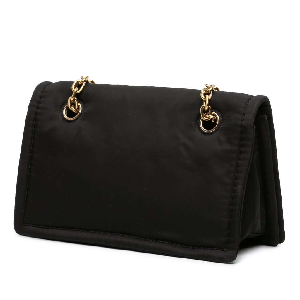 Prada Tessuto Chain Flap Crossbody Black Very good condition - Back View