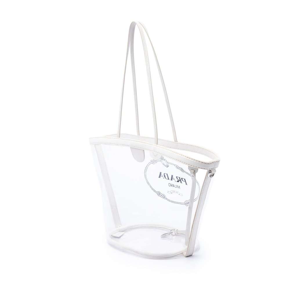 Prada PVC Canapa Logo Shopper Tote White Plastic Good - Back View