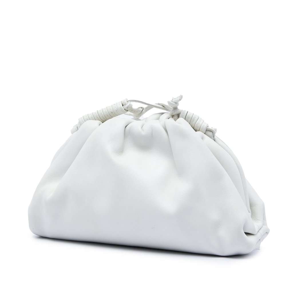 Bottega Veneta Lambskin The Mini Pouch Crossbody White Leather Very good - Back View