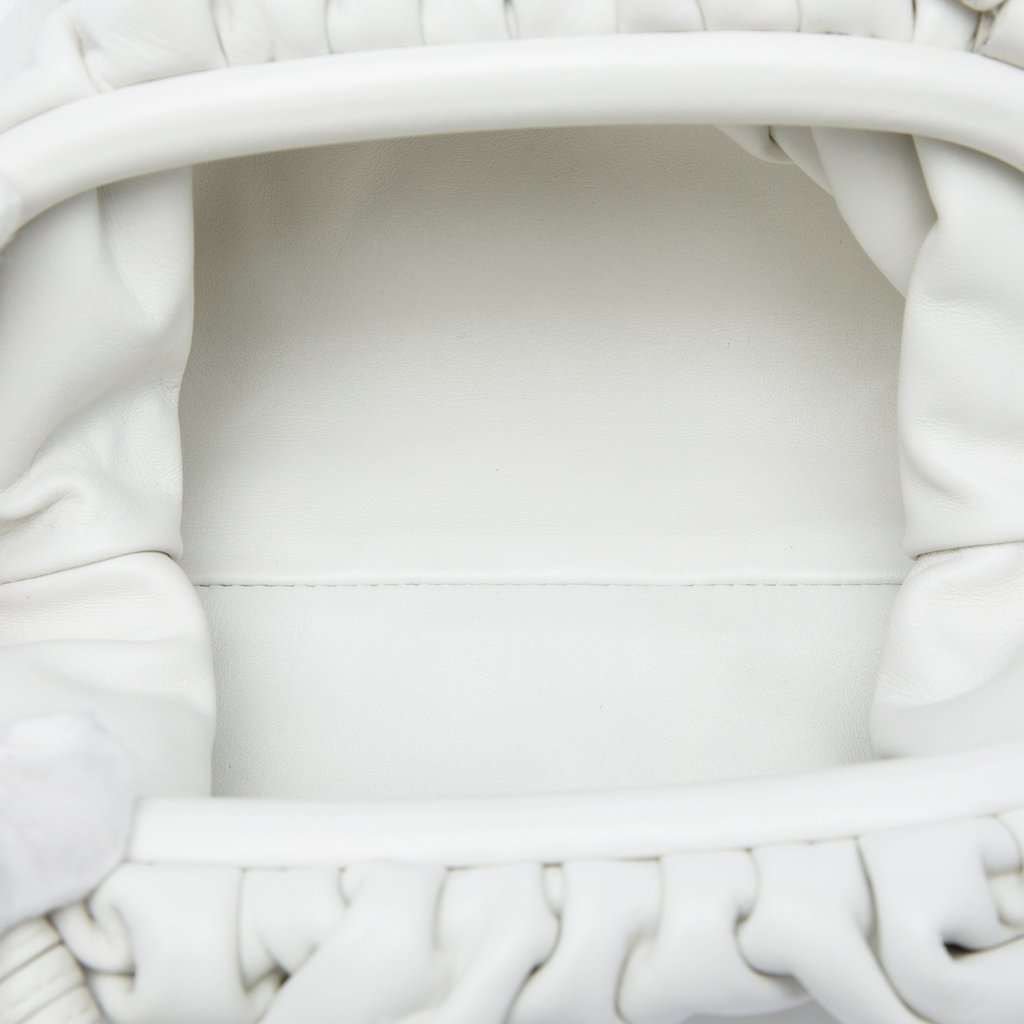 Bottega Veneta Lambskin The Mini Pouch Crossbody White Leather Very good - Model View