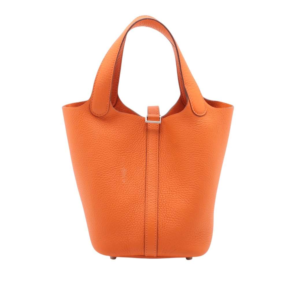 Hermès Clemence Picotin Lock 18 Orange Leather Very good condition - Back View