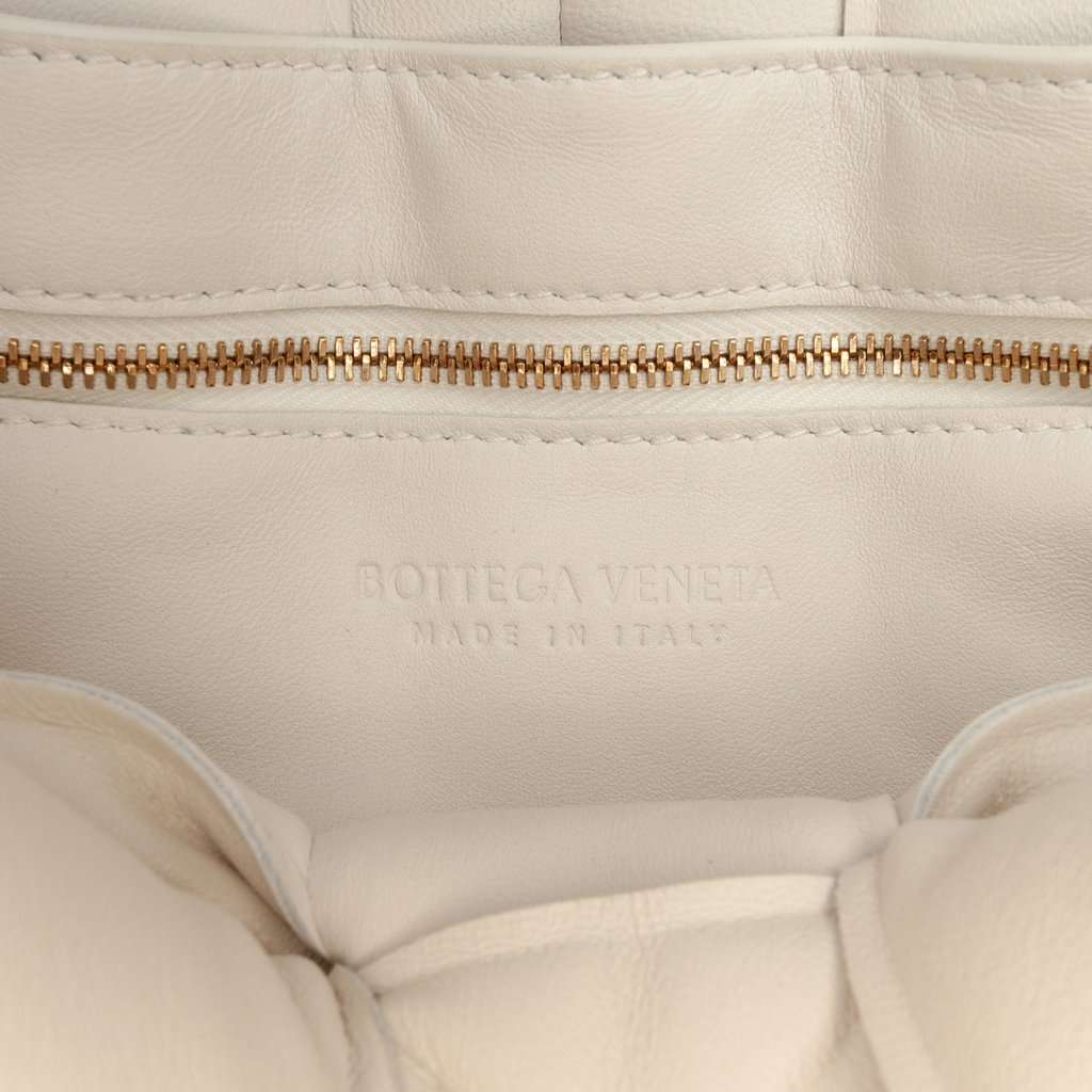 Bottega Veneta Nappa Intrecciato Padded Chain Cassette Satchel White Leather Very good - Box View