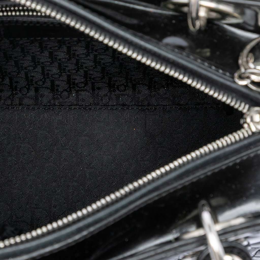 Dior Medium Patent Cannage Lady Dior Black Leather Very good condition - Model View