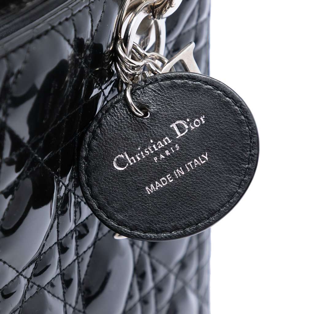Dior Medium Patent Cannage Lady Dior Black Leather Very good condition - Box View