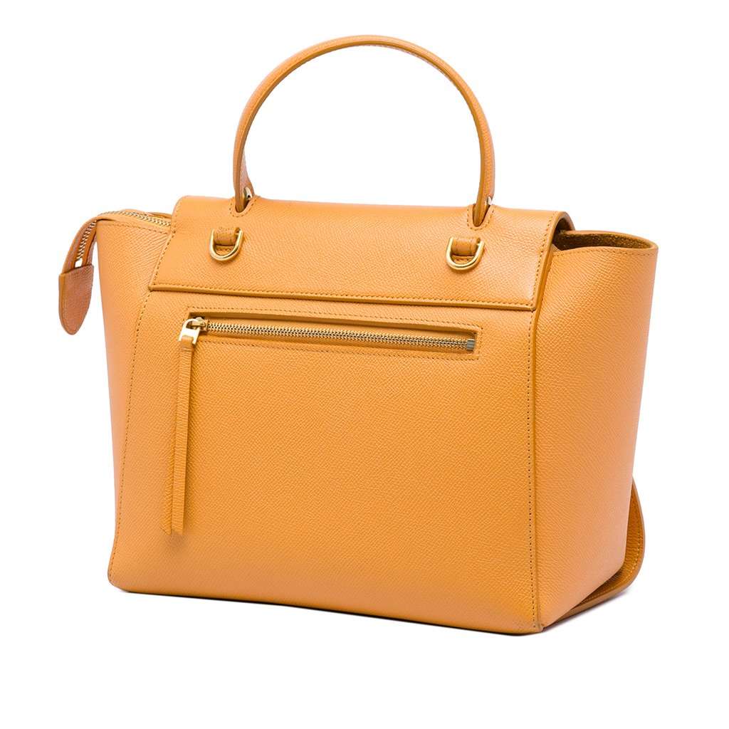 Celine Micro Grained Calfskin Belt Bag Yellow Leather Very good - Back View