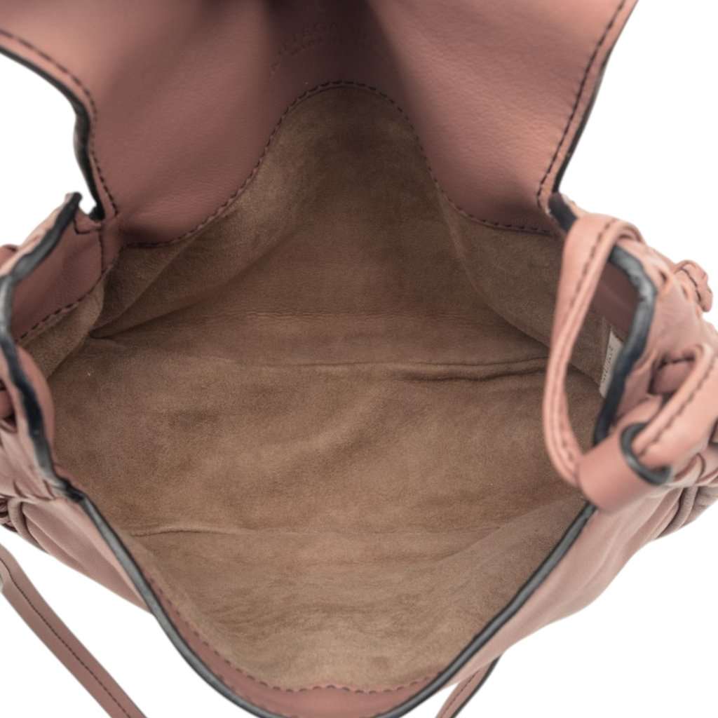Bottega Veneta Small Intrecciato Trimmed Nappa Nodini Flap Pink Leather Very good condition - Model View