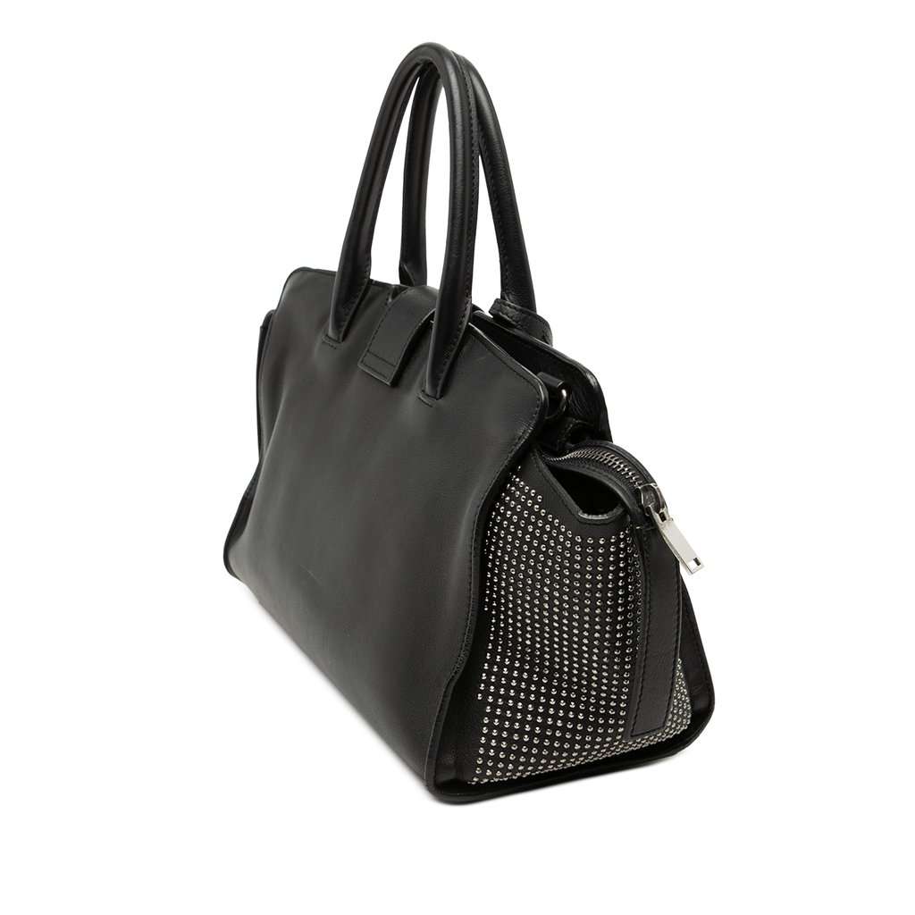 Saint Laurent Baby Studded Leather Monogram Downtown Cabas Satchel Black Leather Very good condition - Back View